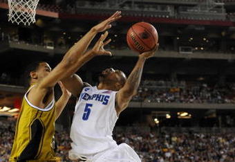 GLENDALE, AZ - MARCH 26:  Guard Antonio Anderson #5 of the Memphis Tigers takes a shot against the Missouri Tigers in the Sweet 16 of the NCAA Division I Men's Basketball Tournament at the University of Phoenix Stadium on March 26, 2009 in Glendale, Arizona.  (Photo by Ronald Martinez/Getty Images)