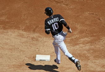 CHICAGO - JUNE 28: Alexei Ramirez #10 of the Chicago White Sox runs the bases after hitting a two-run home run against the Chicago Cubs on June 28, 2009 at U.S. Cellular Field in Chicago, Illinois. The White Sox defeated the Cubs 6-0. (Photo by Jonathan Daniel/Getty Images)