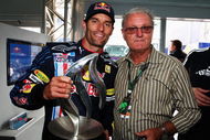 NURBURG, GERMANY - JULY 12:  Mark Webber (L) of Australia and Red Bull Racing celebrates with his father Alan Webber in the paddock after winning the German Formula One Grand Prix at Nurburgring on July 12, 2009 in Nurburg, Germany.  (Photo by Clive Mason/Getty Images)