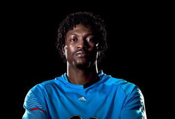 UNDATED - UNSPECIFIED:   In this handout image provided by adidas, Emmanuel Adebayor of Arsenal and Togo with his new adidas F50i football boots and training kit.  (Photo by Getty Images for adidas)