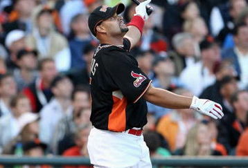 SAN FRANCISCO - JULY 09:  National League All-Star Albert Pujols #5 of the St. Louis Cardinals competes round 2 of the 78th Major League Baseball All-Star Home Run Derby at AT&T Park on July 9, 2007 in San Francisco, California.  (Photo by Jed Jacobsohn/Getty Images)