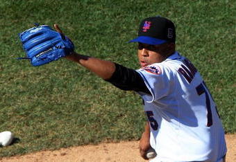 NEW YORK - JULY 12:  Francisco Rodriguez #75 of the New York Mets pitches against the Cincinnati Reds on July 12, 2009 at Citi Field in the Flushing neighborhood of the Queens borough of New York City.  (Photo by Jim McIsaac/Getty Images)