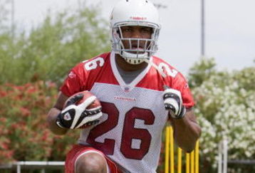 TEMPE, AZ - MAY 2 :  Chris Wells #26 of the Arizona Cardinals runs drills during a team minicamp at the team training facility on May 2, 2009 in Tempe, Arizona.  (Photo by Jonathan Willey/Getty Images)