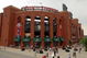 ST LOUIS, MO - JULY 11: A bride and groom pose for a photo outside of Busch Stadium ahead of the 2009 MLB All-Star Game on July 11, 2009 in St. Louis, Missouri. (Photo by Michael Heiman/Getty Images)