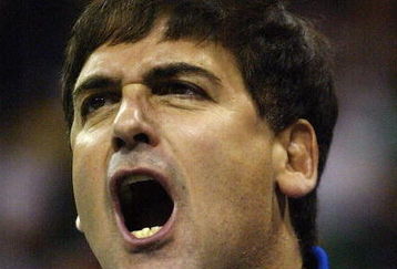 SAN ANTONIO - MAY 7:  Dallas Mavericks owner, Mark Cuban, shouts at the referees as his team plays the San Antonio Spurs in game one of the Western Conference Semifinals during the 2006 NBA Playoffs on May 7, 2006 at the AT&T Center in San Antonio, Texas.  NOTE TO USER:  User expressly acknowledges and agrees that, by downloading and or using this photograph, User is consenting to the terms and conditions of the Getty Images License Agreement.  (Photo by Stephen Dunn /Getty Images)