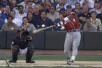 9 Jul 2001:  Sammy Sosa of the Chicago Cubs hits a home run during the All-Star Game Home Run Derby at Safeco Field in Seattle, Washington. Sosa came in second to Luis Gonzalez in the competition. <DIGITAL IMAGE> Mandatory Credit: Jed Jacobsohn/ALLSPORT