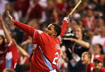 ST LOUIS, MO - JULY 13:  National League All-Star Prince Fielder of the Milwaukee Brewers competes in the third round on his way to winning the State Farm Home Run Derby at Busch Stadium on July 13, 2009 in St. Louis, Missouri.  (Photo by Elsa/Getty Images)