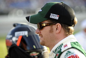 JOLIET, IL - JULY 11: Dale Earnhardt Jr., driver of the #88 AMP Energy/National Guard Chevrolet, stands on pit road before the start of the NASCAR Sprint Cup Series LifeLock.com 400 at Chicagoland Speedway on July 11, 2009 in Joliet, Illinois.  (Photo by John Harrelson/Getty Images)