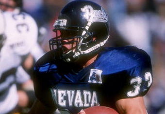 11 Oct 1997:  Running back Chris Lemon of the Nevada Wolf Pack runs with the ball during a game against the Wyoming Cowboys at Mackay Stadium in Reno, Nevada.  Wyoming won the game 34-30. Mandatory Credit: Todd Warshaw  /Allsport