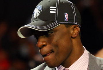 NEW YORK - JUNE 25:  Sixth overall draft pick by the Minnesota Timberwolves,  Jonny Flynn is congratulated by members of his entourage during the 2009 NBA Draft at the Wamu Theatre at Madison Square Garden June 25, 2009 in New York City. NOTE TO USER: User expressly acknowledges and agrees that, by downloading and/or using this Photograph, User is consenting to the terms and conditions of the Getty Images License Agreement.  (Photo by Jim McIsaac/Getty Images)