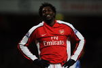 LONDON - DECEMBER 06:  Emmanuel Adebayor of Arsenal looks on after a miss during the Barclays Premier League match between Arsenal and Wigan Athletic at the Emirates Stadium on December 6, 2008 in London, England.  (Photo by Shaun Botterill/Getty Images)