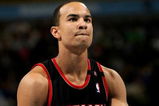 DENVER - MARCH 05:  Jerryd Bayless #4 of the Portland Trail Blazers takes a free throw against the Denver Nuggets during NBA action at the Pepsi Center on March 5, 2009 in Denver, Colorado. The Nuggets defeated the Trail Blazers 106-90. NOTE TO USER: User expressly acknowledges and agrees that, by downloading and/or using this Photograph, user is consenting to the terms and conditions of the Getty Images License Agreement.  (Photo by Doug Pensinger/Getty Images)