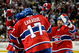 MONTREAL- APRIL 20:  Members of the Montreal Canadiens celebrate the second period goal by Yannick Weber #68 during Game Three of the Eastern Conference Quarterfinals of the 2009 Stanley Cup Playoffs against the Boston Bruins at the Bell Centre on April 20, 2009 in Montreal, Quebec, Canada.  The Bruins defeated the Canadiens 4-2.  (Photo by Richard Wolowicz/Getty Images)