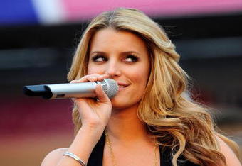 CONCORD, NC - OCTOBER 11:  Singer Jessica Simpson performs prior to the NASCAR Sprint Cup Series Bank of America 500 at Lowe's Motor Speedway on October 11, 2008 in Concord, North Carolina.  (Photo by Rusty Jarrett/Getty Images for NASCAR)