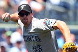 NEW YORK - JULY 06:  Scott Rolen #33 of the Toronto Blue Jays throws to first base for an out against the New York Yankees on July 6, 2009 at Yankee Stadium in the Bronx borough of New York City.  (Photo by Jim McIsaac/Getty Images)