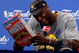 ORLANDO, FL - JUNE 14:  Lamar Odom #7 of the Los Angeles Lakers looks at the Wheaties box during the post game news conference after the Lakers defeated the Orlando Magic 99-86 to win the NBA Championship in Game Five of the 2009 NBA Finals on June 14, 2009 at Amway Arena in Orlando, Florida.  NOTE TO USER:  User expressly acknowledges and agrees that, by downloading and or using this photograph, User is consenting to the terms and conditions of the Getty Images License Agreement.  (Photo by Chris Graythen/Getty Images)