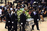 HATTIESBURG, MS - JULY 11:   Pall bearers depart the funeral service for former NFL quarterback Steve McNair on July 11, 2009 in Hattiesburg, Mississippi.  (Photo by George Clark - Hattiesburg American POOL/Getty Images)