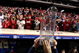 PHILADELPHIA - OCTOBER 29:  The World Series Championship trophy is held up in front of fans of the Philadelphia Phillies after they won 4-3 against the Tampa Bay Rays during the continuation of game five of the 2008 MLB World Series on October 29, 2008 at Citizens Bank Park in Philadelphia, Pennsylvania.  (Photo by Jed Jacobsohn/Getty Images)