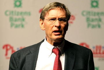 PHILADELPHIA - OCTOBER 27:  Major League Baseball commissioner Bud Selig looks on prior to a press conference announcing the suspension of game five of the 2008 MLB World Series between the Philadelphia Phillies and the Tampa Bay Rays till 8:00 pm (EST) on October 28 at the earliest of the Philadelphia Phillies at a press conference on October 27, 2008 at Citizens Bank Park in Philadelphia, Pennsylvania. The game ended up being completed on October 29 with the Phillies winning 4-3 to clinch the world series title. (Photo by Elsa/Getty Images)