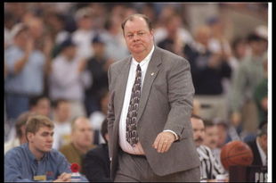 14 Mar 1996:  Head coach Jack Bruen of the Colgate Red Raiders looks on during a game against the Connecticut Huskies at the RCA Dome in Indianapolis, Indiana.  UConn won the game 68-57. Mandatory Credit: Jamie Squire/Allsport