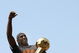 LOS ANGELES, CA - JUNE 17:  Kobe Bryant #24 holds the Larry O'Brien trophy and waves to the crowd from the top of a double decker bus at the start of the Los Angeles Lakers NBA championship victory parade outside the Staples Center on June 17, 2009 in Los Angeles, California.  (Photo by Stephen Dunn/Getty Images)