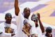 LOS ANGELES, CA - JUNE 17:  Lamar Odom of the Los Angeles Lakers waves to the crowd during the 2009 NBA Championship Victory Parade at the Los Angeles Memorial Coliseum on June 17, 2009 in Los Angeles, California.  (Photo by Jeff Gross/Getty Images)