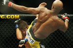 CHICAGO- OCTOBER 25:  Anderson Silva fights Patrick Cote in the Middleweight Title Bout at UFC's Ultimate Fight Night at Allstate Arena on October 25, 2008 in Chicago, Illinois. (Photo by Tasos Katopodis/Getty Images)