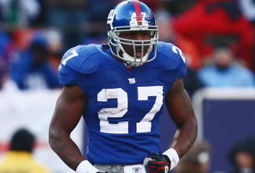 EAST RUTHERFORD, NJ -  JANUARY 11:  Brandon Jacobs #27 of the New York Giants reacts to play against the Philadelphia Eagles during the NFC Divisional Playoff Game on January 11, 2009 at Giants Stadium in East Rutherford, New Jersey.  The Eagles defeated the Giants 23 -11. (Photo by Chris McGrath/Getty Images)