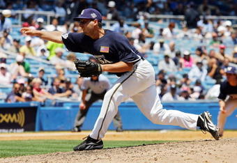 NEW YORK - JULY 13:  Will Inman of the San Diego Padres and playing for the United States Olympic Team pitches against the World Futures Team during the 2008 XM All-Star Futures Game at Yankee Stadium on July 13, 2008 in the Bronx borough of New York City.  (Photo by Jim McIsaac/Getty Images)