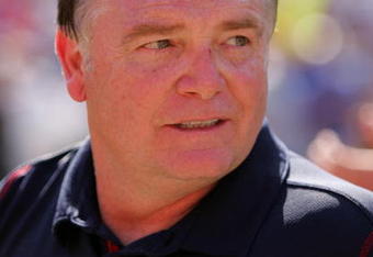 GAINESVILLE, FL - SEPTEMBER 27:  Ole Miss head coach Houston Nutt celebrates after a game against the University of Florida at Ben Hill Griffin Stadium on September 27, 2008 in Gainesville, Florida.  (Photo by Sam Greenwood/Getty Images)