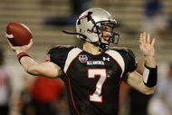 ORLANDO, FL - JANUARY 04:  Quarterback Garrett Gilbert #7 of the black team throws a pass in the All America Under Armour Football Game at Florida Citrus Bowl on January 4, 2009 in Orlando, Florida.  (Photo by Doug Benc/Getty Images)