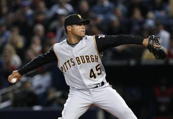 ATLANTA - MARCH 31: Pitcher Ian Snell #45 of the Pittsburgh Pirates throws a pitch during the game on Opening Day against the Atlanta Braves at Turner Field March 31, 2008 in Atlanta, Georgia.  (Photo by Mike Zarrilli/Getty Images)