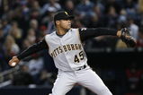 ATLANTA - MARCH 31: Pitcher Ian Snell #45 of the Pittsburgh Pirates throws a pitch during the game on Opening Day against the Atlanta Braves at Turner Field March 31, 2008 in Atlanta, Georgia.  (Photo by Mike Zarrilli/Getty Images)