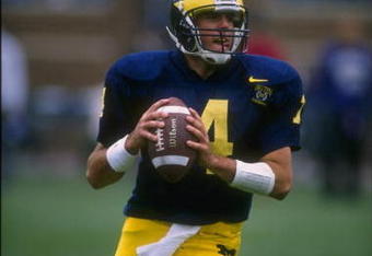 7 Oct 1995:  Quarterback Brian Griese of the Michigan Wolverines looks to pass during a game against the Northwestern Wildcats at Michigan Stadium in Ann Arbor, Michigan.  Northwestern won the game, 19-13. Mandatory Credit: Jonathan Daniel  /Allsport