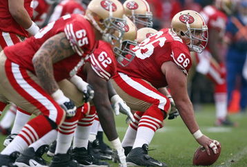 SAN FRANCISCO - DECEMBER 28:  Center Eric Heitmann #66 of the San Francisco 49ers gets ready to hike the ball during the game against the Washington Redskins at Candlestick Park on December 28, 2008 in San Francisco, California. (Photo by: Jonathan Ferrey/Getty Images)