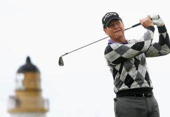 TURNBERRY, SCOTLAND - JULY 16:  Tom Watson of USA tees off during round one of the 138th Open Championship on the Ailsa Course, Turnberry Golf Club on July 16, 2009 in Turnberry, Scotland.  (Photo by Warren Little/Getty Images)