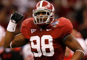NEW ORLEANS - JANUARY 02:  Linebacker Brandon Fanney #98 of the Alabama Crimson Tide reacts after a stop in the third quarter against the Utah Utes during the 75th Allstate Sugar Bowl at the Louisiana Superdome on January 2, 2009 in New Orleans, Louisiana.  (Photo by Kevin C. Cox/Getty Images)