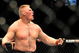 LAS VEGAS - JULY 11:  Brock Lesnar reacts after knocking out Frank Mir during their heavyweight title bout during UFC 100 on July 11, 2009 in Las Vegas, Nevada.  (Photo by Jon Kopaloff/Getty Images)