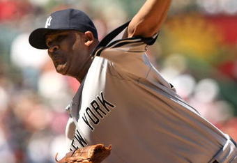 ANAHEIM, CA - JULY 12:  Pitcher C.C. Sabathia #52 of the New York Yankees throws a pitch against the Los Angeles Angels of Anaheim on July 12, 2009 at Angel Stadium in Anaheim, California. The Angels won 5-4.  (Photo by Stephen Dunn/Getty Images)