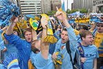 PHILADELPHIA - MAY 11: Fans cheer as the Philadelphia Union soccer team of the MLS release their name, colors and logo at a press conference on May 11, 2009 at City Hall in Philadelphia, Pennsylvania. (Photo by Drew Hallowell/Getty Images for Philadelphia Union)