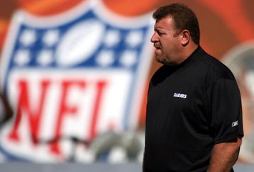 MIAMI - NOVEMBER 16:  Head coach Tom Cable of the Oakland Raiders prepares for a game against the  Miami Dolphins at Dolphin Stadium November 16, 2008 in Miami, Florida.  (Photo by Marc Serota/Getty Images)