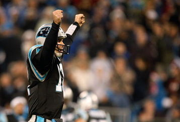 CHARLOTTE, NC - DECEMBER 14:  Jake Delhomme #17 of the Carolina Panthers reacts after the Panthers score a touchdown against the Denver Broncos during their game at Bank of America Stadium on December 14, 2008 in Charlotte, North Carolina  (Photo by Streeter Lecka/Getty Images)