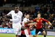 BLOEMFONTEIN, SOUTH AFRICA - JUNE 24: Jozy Altidore #17 of USA takes a shot on goal Carles Puyol #5 of Spain during the FIFA Confederations Cup Semi Final match between Spain and USA at the Free State stadium on June 24, 2009 in Bloemfontein, South Africa. At left is Xabi Alonso #14 od Spain. (Photo by Kevork Djansezian/Getty Images)