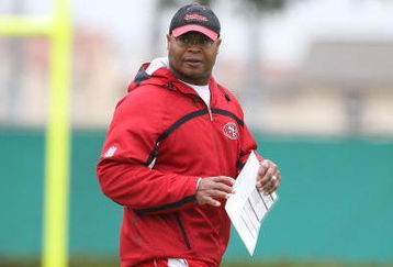 SANTA CLARA, CA - MAY 01:  Head coach Mike Singletary of the San Francisco 49ers looks on during the 49ers Minicamp at their training facilities on May 1, 2009 in Santa Clara, California.  (Photo by Jed Jacobsohn/Getty Images)