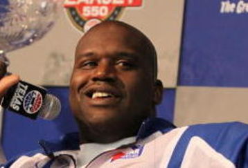 FORT WORTH, TX - JUNE 06:  NBA All-Star Shaquille O'Neal speaks at a press conference prior to the IRL IndyCar Series Bombardier Learjet 550k on June 6, 2009 at Texas Motor Speedway in Fort Worth, Texas.  (Photo by Tom Pennington/Getty Images)