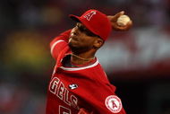 ANAHEIM, CA - JULY 8:  Pitcher Ervin Santana #54 of the Los Angeles Angels of Anaheim throws a pitch against the Texas Rangers at Angel Stadium July 8, 2009 in Anaheim, California.  (Photo by Stephen Dunn/Getty Images)