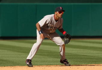 ANAHEIM, CA - MAY 14:  Shortstop Julio Lugo #23 of the Boston Red Sox plays in the field against the Los Angeles Angels of Anaheim on May 14, 2009 at Angel Stadium in Anaheim, California.   The Angels won 5-4 in 12 innings.  (Photo by Stephen Dunn/Getty Images)