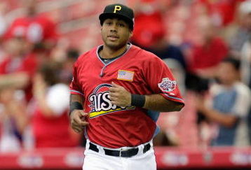 ST. LOUIS, MO - JULY 12: U.S. Futures All-Star Pedro Alvarez of the Pittsburgh Pirates runs onto the field during the 2009 XM All-Star Futures Game at Busch Stadium on July 12, 2009 in St. Louis, Missouri. (Photo by Jamie Squire/Getty Images)