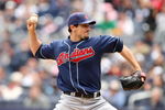 NEW YORK - APRIL 19:  Carl Pavano #44 of the Cleveland Indians pitches against the New York Yankees at Yankee Stadium on April 19, 2009 in the Bronx borough of New York City.  (Photo by Ezra Shaw/Getty Images)