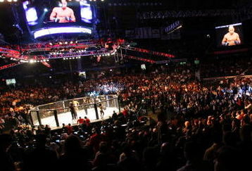 CHICAGO- OCTOBER 25:  People attend the UFC 90 at UFC's Ultimate Fight Night at Allstate Arena on October 25, 2008 in Chicago, Illinois. (Photo by Tasos Katopodis/Getty Images)